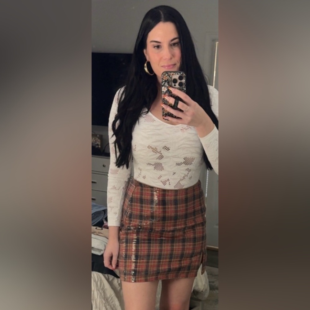 Fate Plaid Sequin Skirt